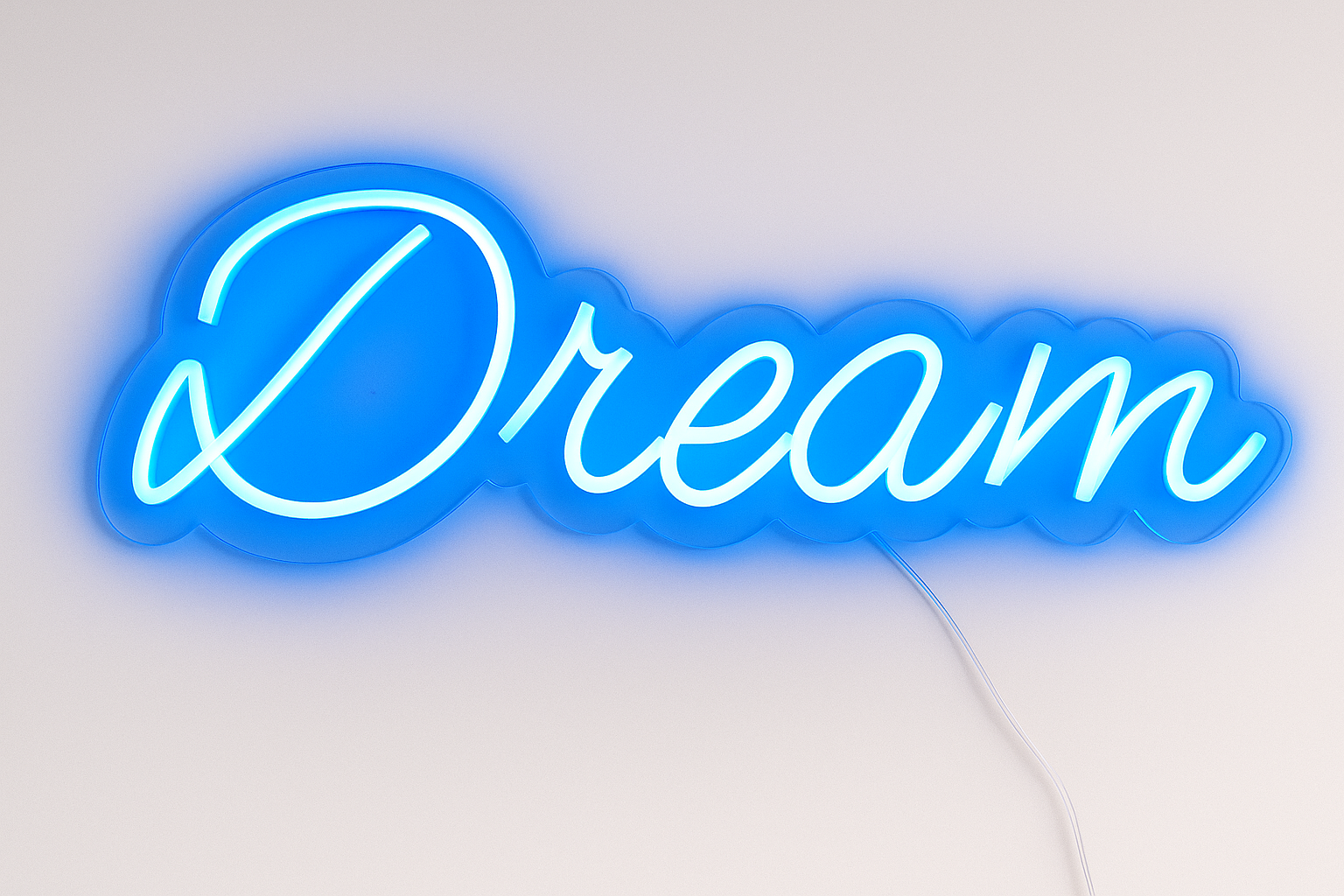 Dream” Neon LED Sign – Blue Cursive Wall Light for Bedrooms & Studios