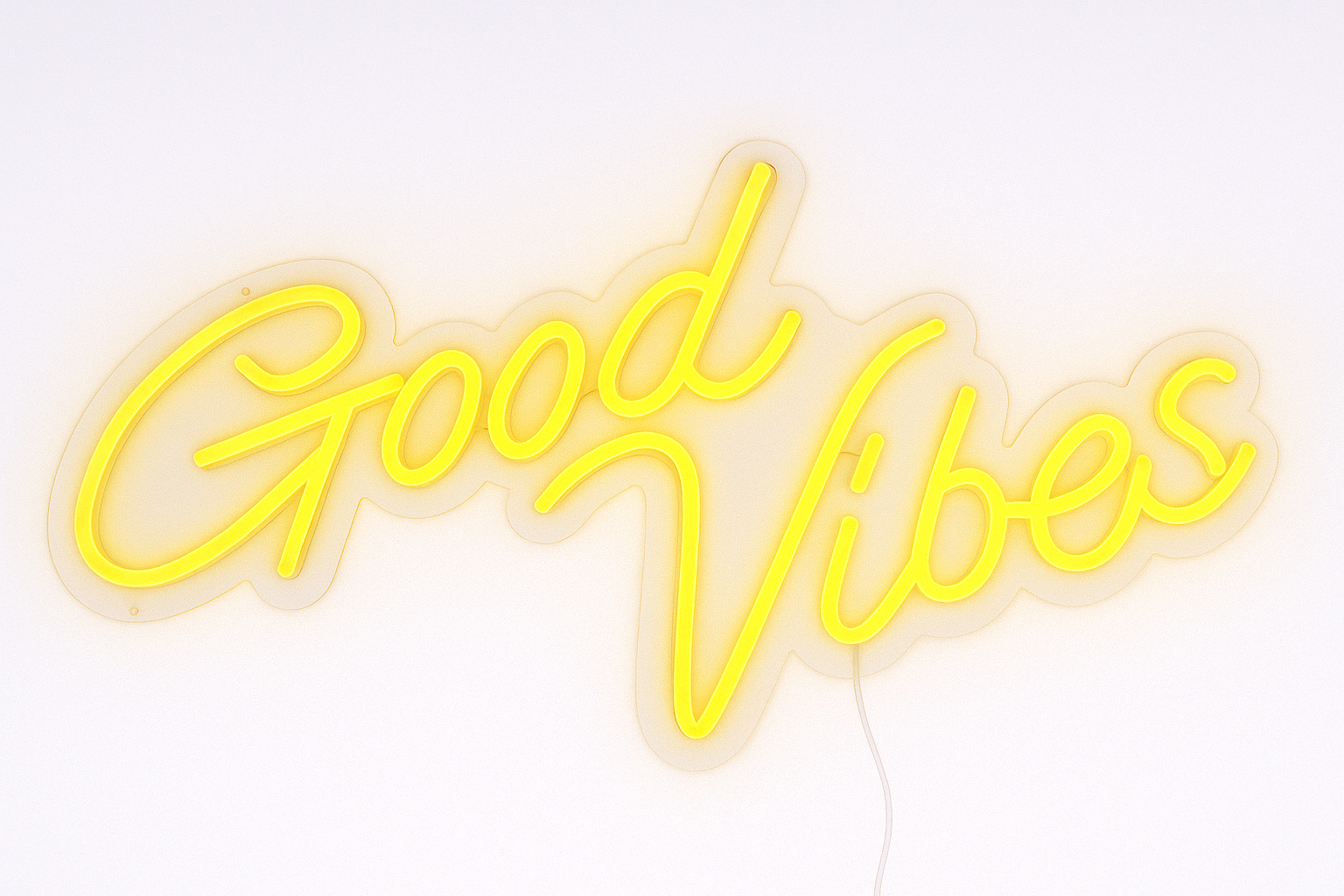 Good Vibes Neon LED Sign Yellow Glow Cursive Wall Light